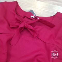 Blusa em Crepe Amarração Decote, Vermelha Ggreice BM0440 - comprar online