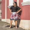 Conjunto Blusa em Viscose, Decote com Pedras, Saia Estampada em Neoprene GGreice BM0157