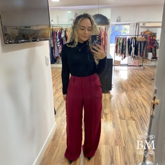 Pantalona Crepe, Marsala, Vinco, Elástico Cós, Bolso, Passador Cinto BM0965M
