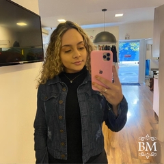 Jaqueta Jeans com Gola, Botões Frontal, Bolsos, Detalhe Puídos, Fagian BM0824