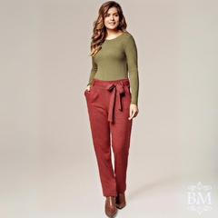 Calça Classic Xadrez, Jacquard, Cós com Passadeira para Cinto, Bolso, Mirasul BM0621