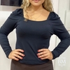 Blusa Visco, Preto, Manga Longa Bufante, Decote Redondo, Mirasul, BM0961
