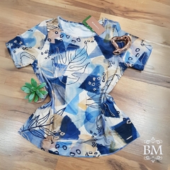Blusa Abstract Print, Viscose com Elastano, Marinho, Mirasul , BM0902