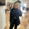 Parka em Brim, Preta, Bolsos, Fechamento Botão Frontal e Punho, Ajuste Cintura Mokkai BM1093P