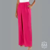 Calça em Viscolinho Plano, Pink, Bolso, Elástico Cintura, Mirasul BM1160