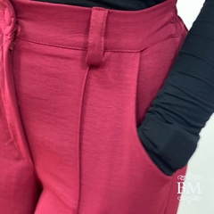 Pantalona Crepe, Marsala, Vinco, Elástico Cós, Bolso, Passador Cinto BM0965M - comprar online