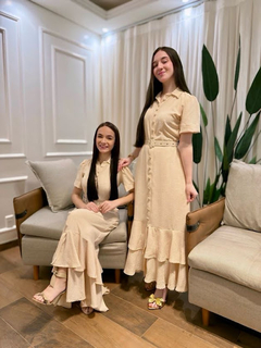 Chemisie, Crepe Seda, Creme, Botões Funcionais, Cinto Tecido, Forro, Collucci BM1301 - loja online