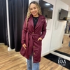 Sobretudo Marsala, em Tecido Matelassê , Fechamento Botão, Bolsos, Cinto, Feminine BM0989M