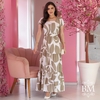 Vestido Longo, Crepe Areia, Fluído, Decote Quadrado, Manga Princesa, Lastéx Cintura, Saia 3 Marias, Fagian BM1276B