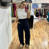 Calça Pantalona, em Air Flow Duna, Azul, Plus Size, Elástico Cintura, Bolsos, Forro, BM1155A