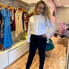 Calça Fusô Fashion, Preta, Malha Vogue, Skyne, Bolso, Elástico Cós Frontal, Cinto Fixo, Mirasul BM0829