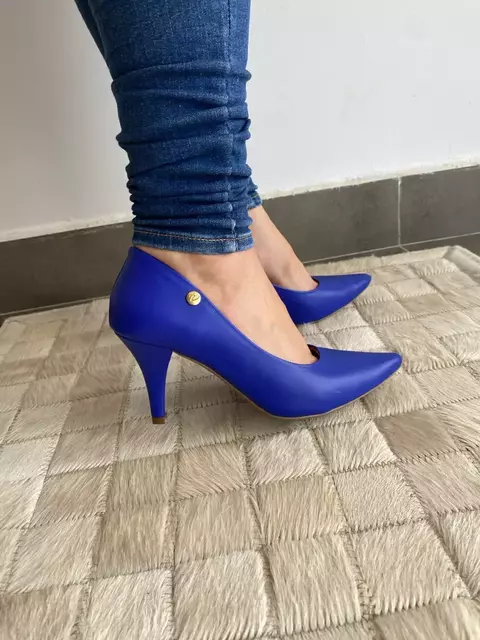 Scarpin Feminino Salto Médio 7cm Azul Bic