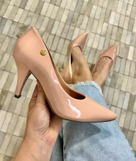 Scarpin Feminino Salto Médio 7cm Nude Rose Verniz