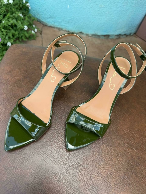 Sandália bico folha 5cm Verde - comprar online