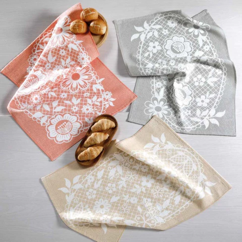 Kit Pano de Prato 03un Döhler Graça 45x65cm - Estampa Floral - Zaza Enxovais