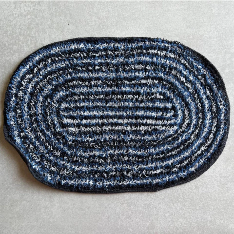 Tapete Fio Tinto Oval Azul 40X60cm Benecasa - Zaza Enxovais