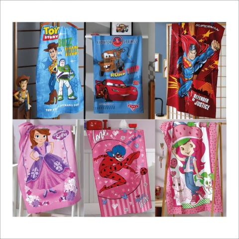 TOALHA BANHO INFANTIL DOHLER FELPUDO ESTAMPADO 70cmX1,15m