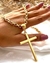 Colar com pingente cruz GG lisa - banhado a ouro 18k