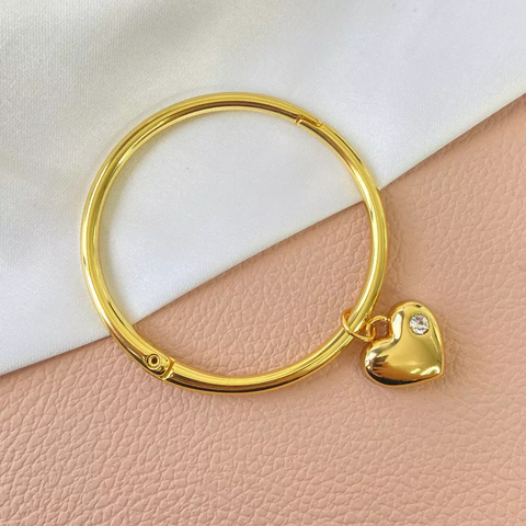 Bracelete pingente coração ponto luz - Banhado a ouro 18k(0007)