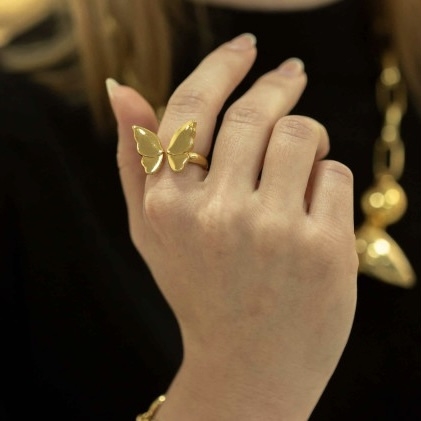 Anel borboleta - Banhado a ouro 18k -