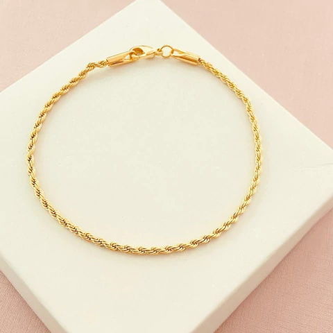 Pulseira cordão baiano - banhado ouro 18k