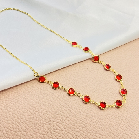 Choker zircônias redondas VERMELHAS - Banhado a ouro 18k A-R - comprar online