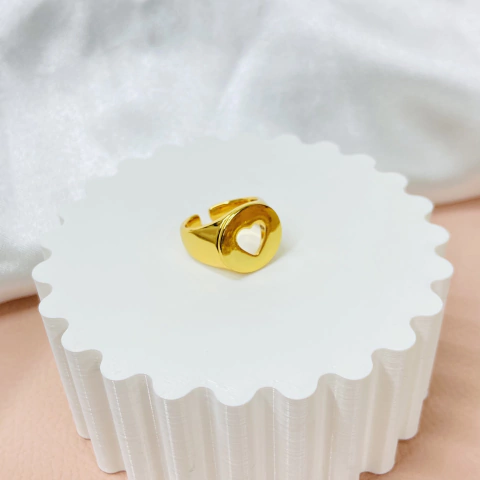 Anel coração vazado mingo - Banhado a ouro 18k / Ródio branco