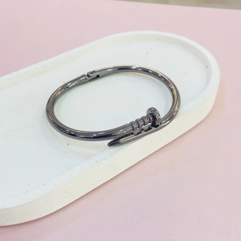 Bracelete masculino prego -banhado a Ródio negro