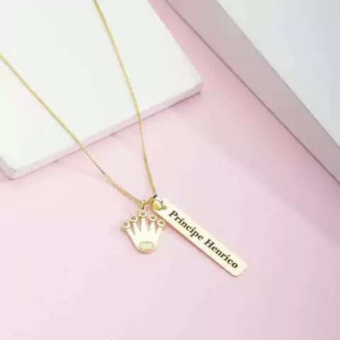 Colar filho e coroa - Banhado ouro 18k