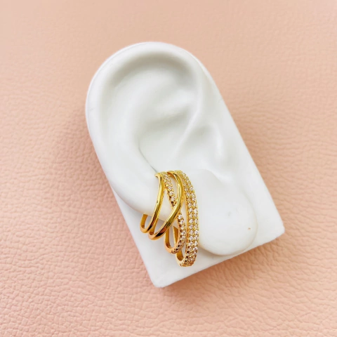 Piercing fake elos cravejados - banhado a ouro 18k (pir00