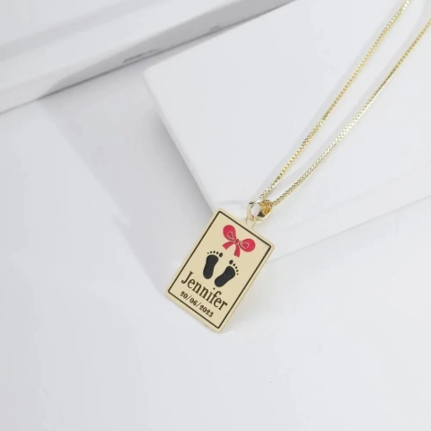Colar plaquinha filha - Banhado ouro 18k