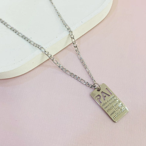 Corrente elos 3x1 3mm com pingente pai - Aço