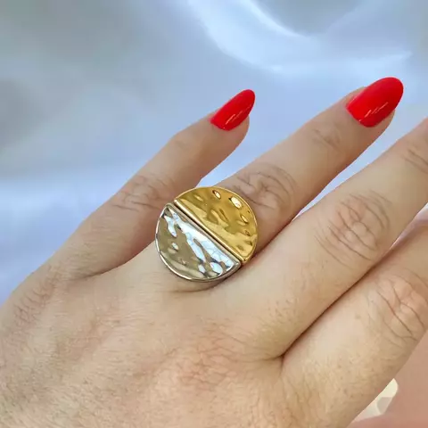 Anel duo orgânico - Banhado a ouro 18k / Ródio branco