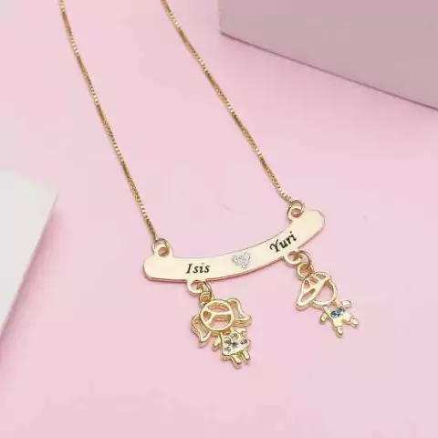 Colar filhos - Banhado ouro 18k