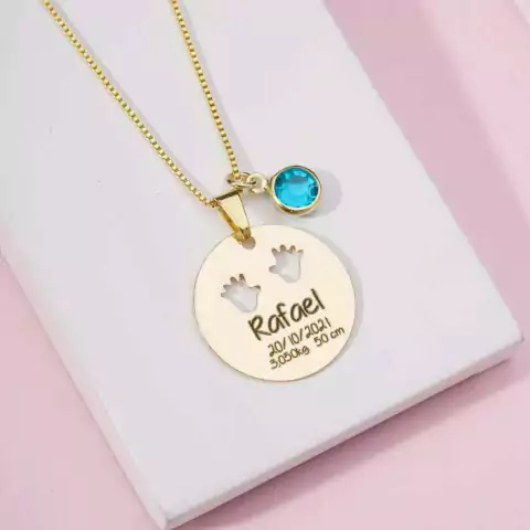 Colar mandala nome filho/filha - Banhado ouro 18k