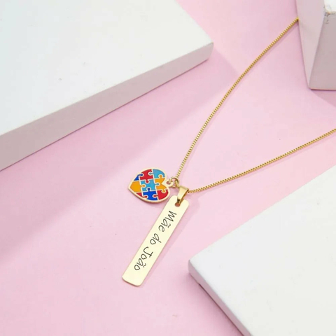 Colar autismo nome filho/filha - Banhado ouro 18k