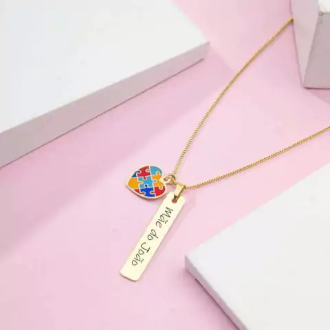 Colar autismo nome filho/filha - Banhado ouro 18k