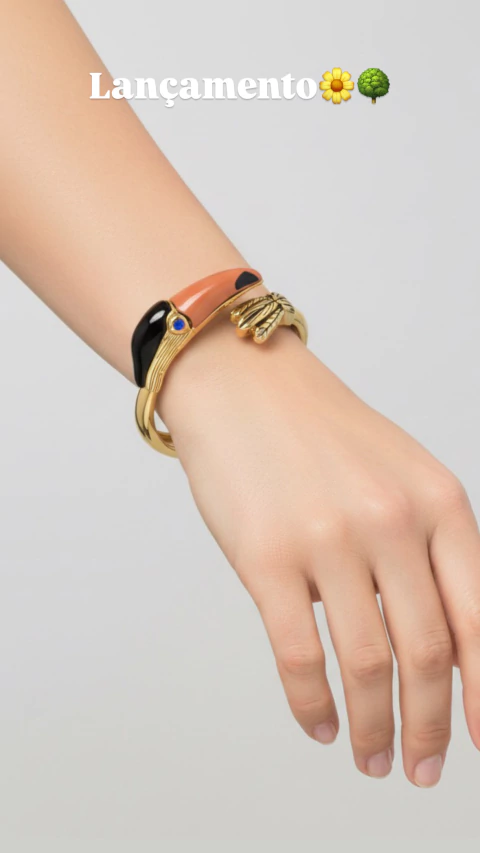 Bracelete com detalhe de tucano 7398 - Banhada a ouro 18k alt