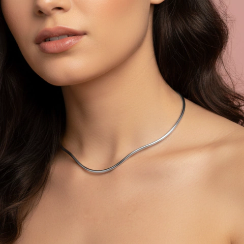 Choker aro orgânico fio liso 1144 - banhado a Prata 925 ALT - comprar online