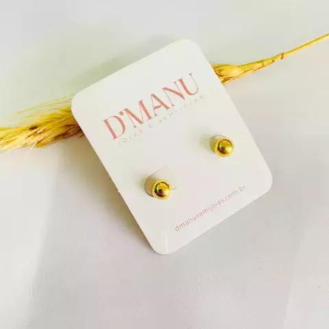 Brinco bola lisa - Banhado a ouro 18k