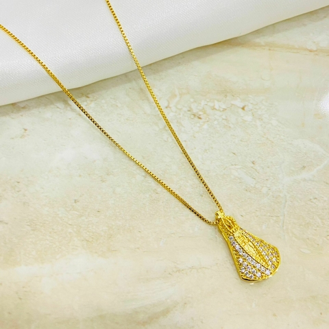 Colar nossa senhora aparecida - banhado a ouro 18k