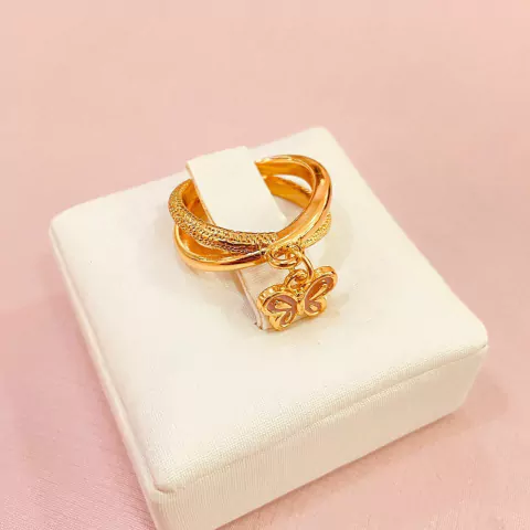 Anel pingente borboleta - banhado a ouro 18k