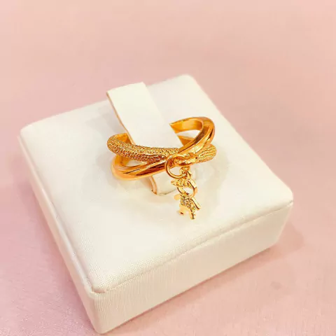 Anel pingente menino - banhado a ouro 18k