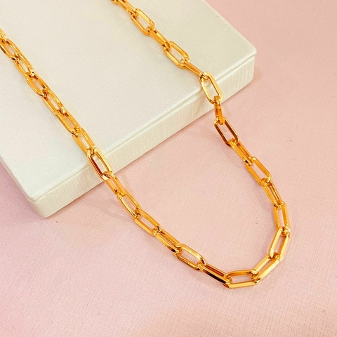 Corrente masculina elos cartier - banhado a ouro 18k