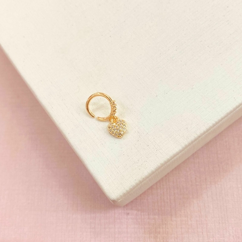 Piercing coração - banhado a ouro 18k