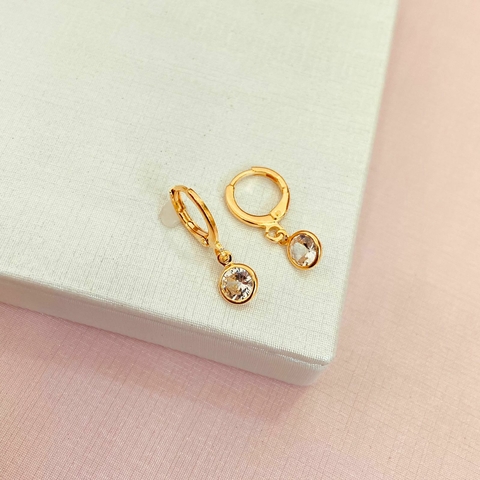Brinco argola com pingente ponto luz M - banhado a ouro 18k