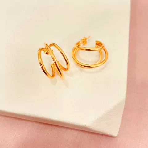 Brinco argola 3 fios - banhado a ouro 18k - comprar online
