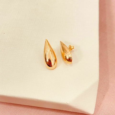 Brinco gota longa - banhado a ouro 18k