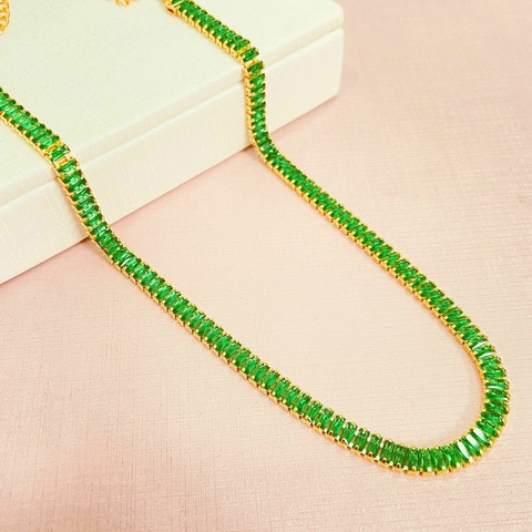 Choker riviera verde - banhada a ouro 18k