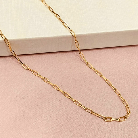 Corrente masculina elos finos - banhada a ouro 18k